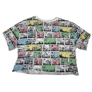 Sponge Bob Cropped Graphic All-Over Comic T-Shirt Sz Med